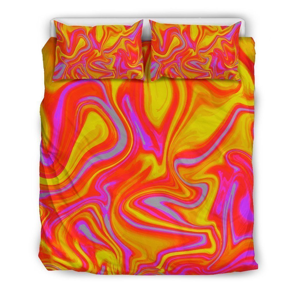 Orange Psychedelic Liquid Trippy Bedding Set