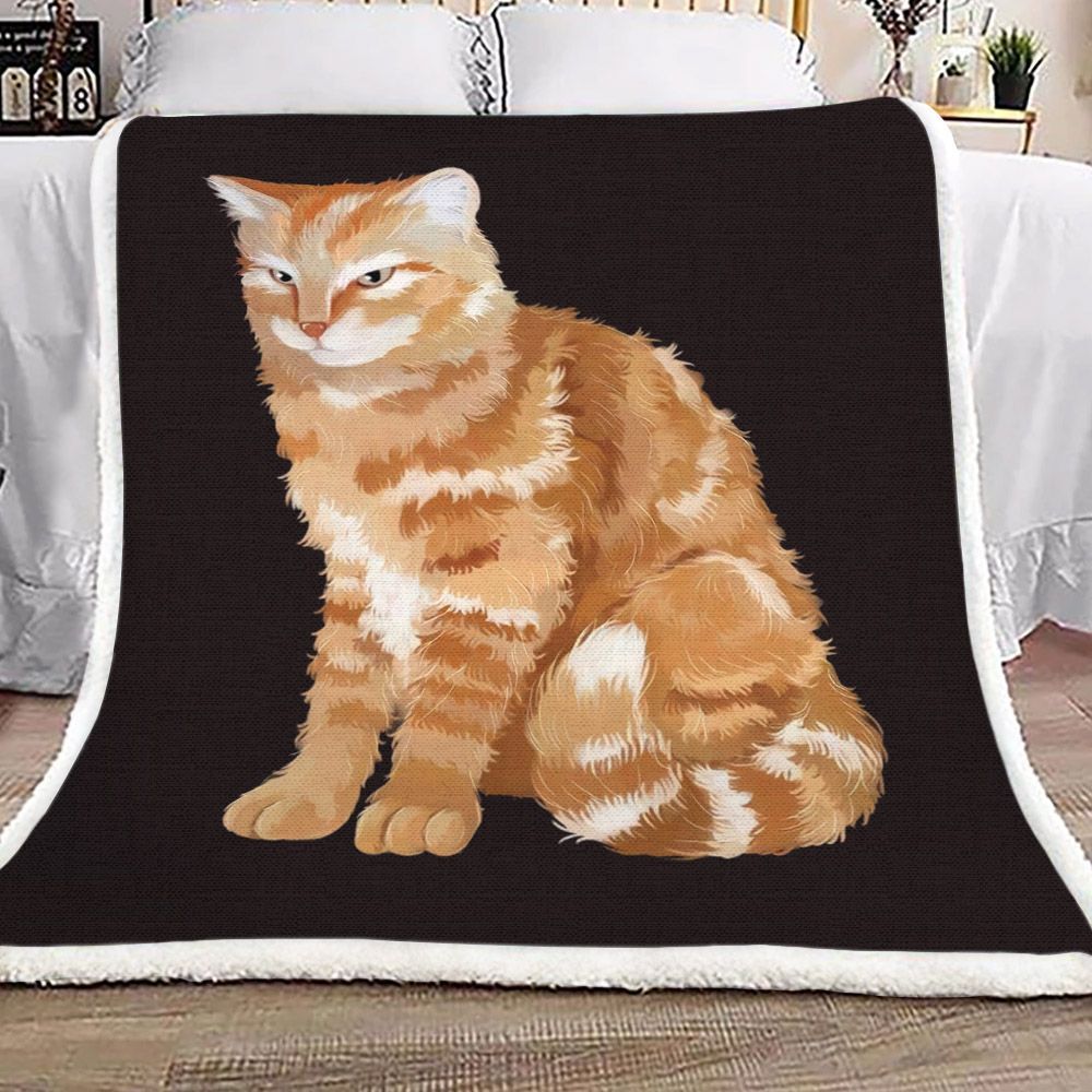 Orange Tabby Cat Sherpa Fleece Blanket