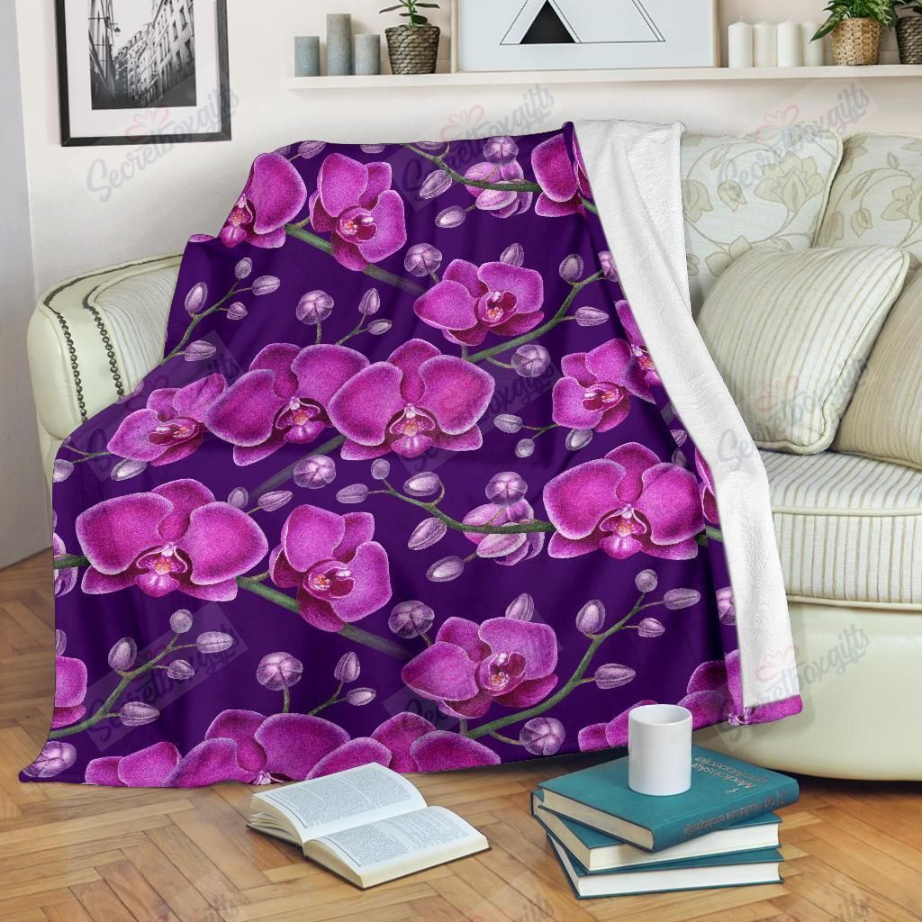 Orchid Pattern 3 Fleece Blanket