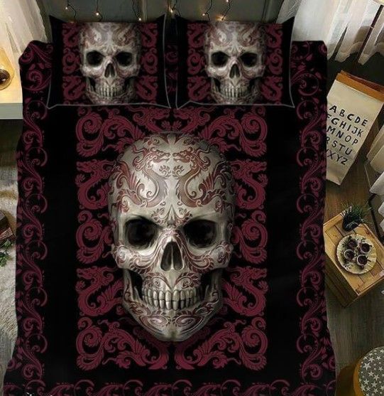 Oriental Skull Bedding Set