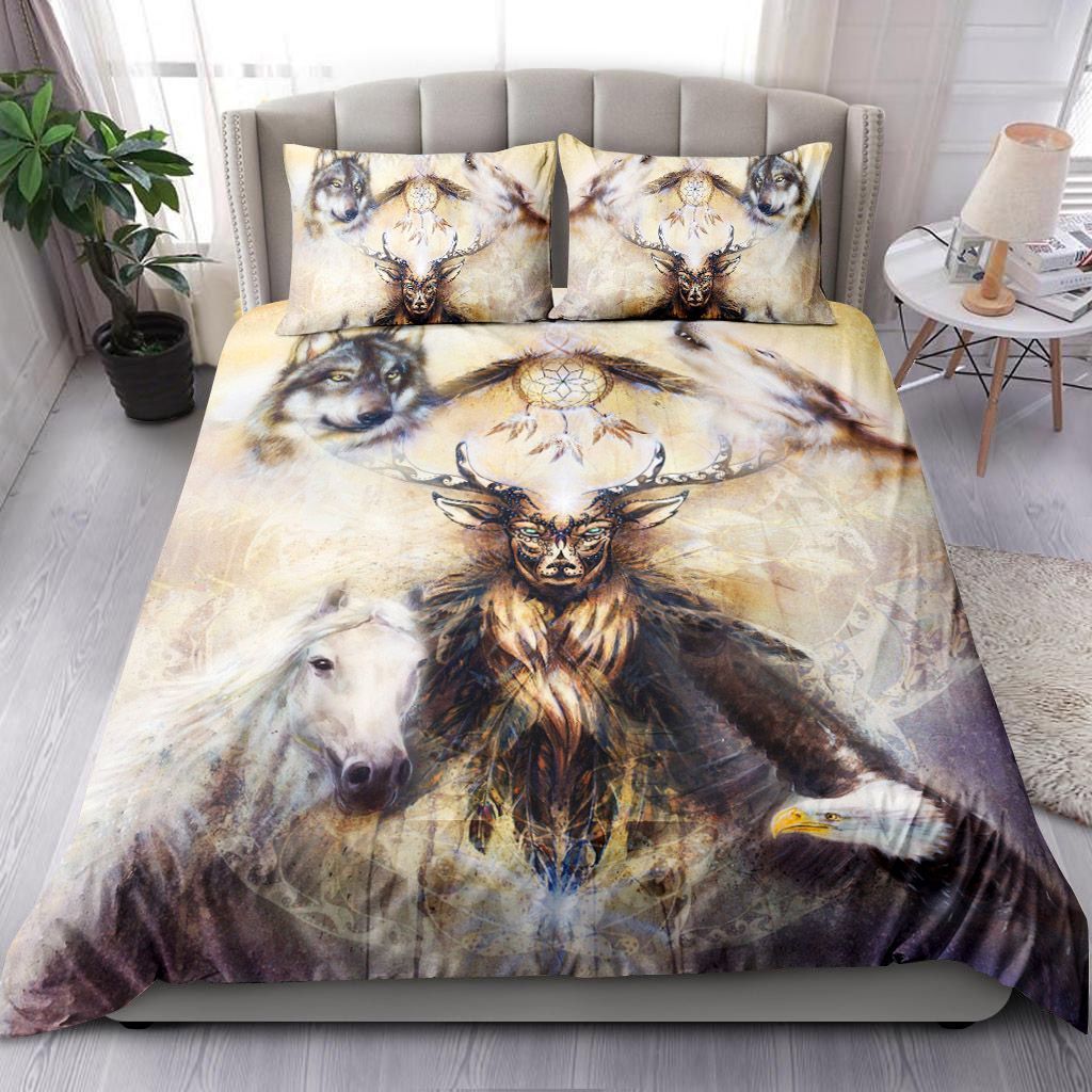 Ornamental Deer Spirit With Dream Catcher And Animals Bedding Set