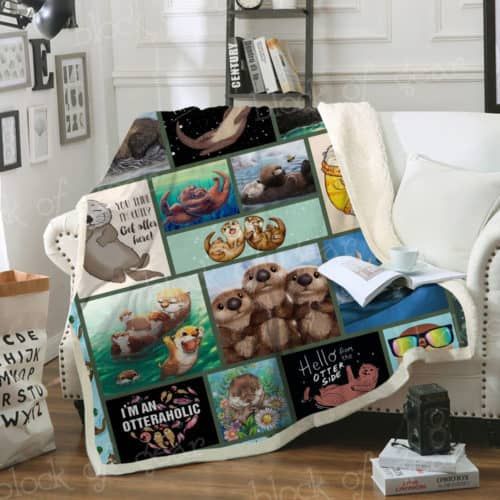 Otter-Aholic Sherpa Fleece Blanket