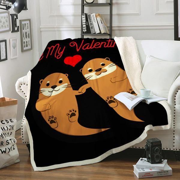 Otter Be My Valentine Sherpa Fleece Blanket