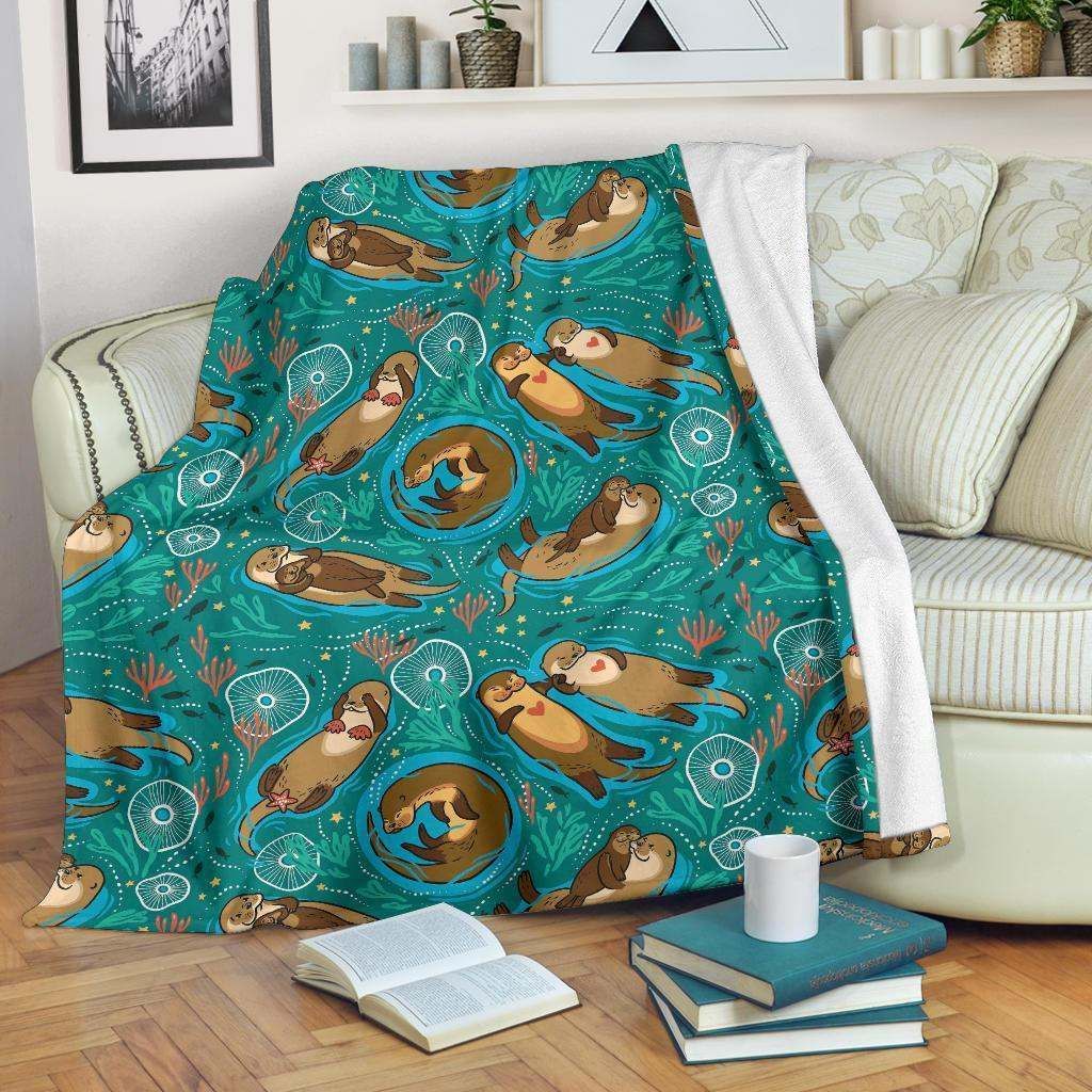 Otter Sherpa Fleece Blanket