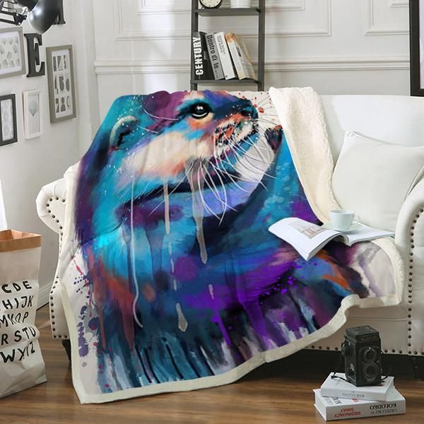 Otter Sherpa Fleece Blanket