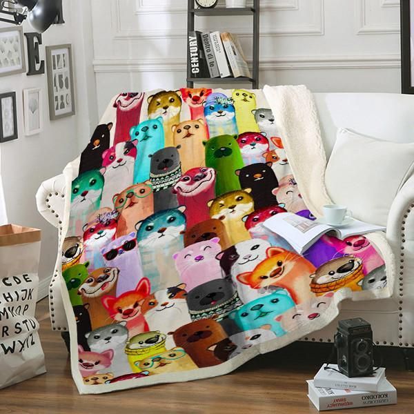 Otter Sherpa Fleece Blanket