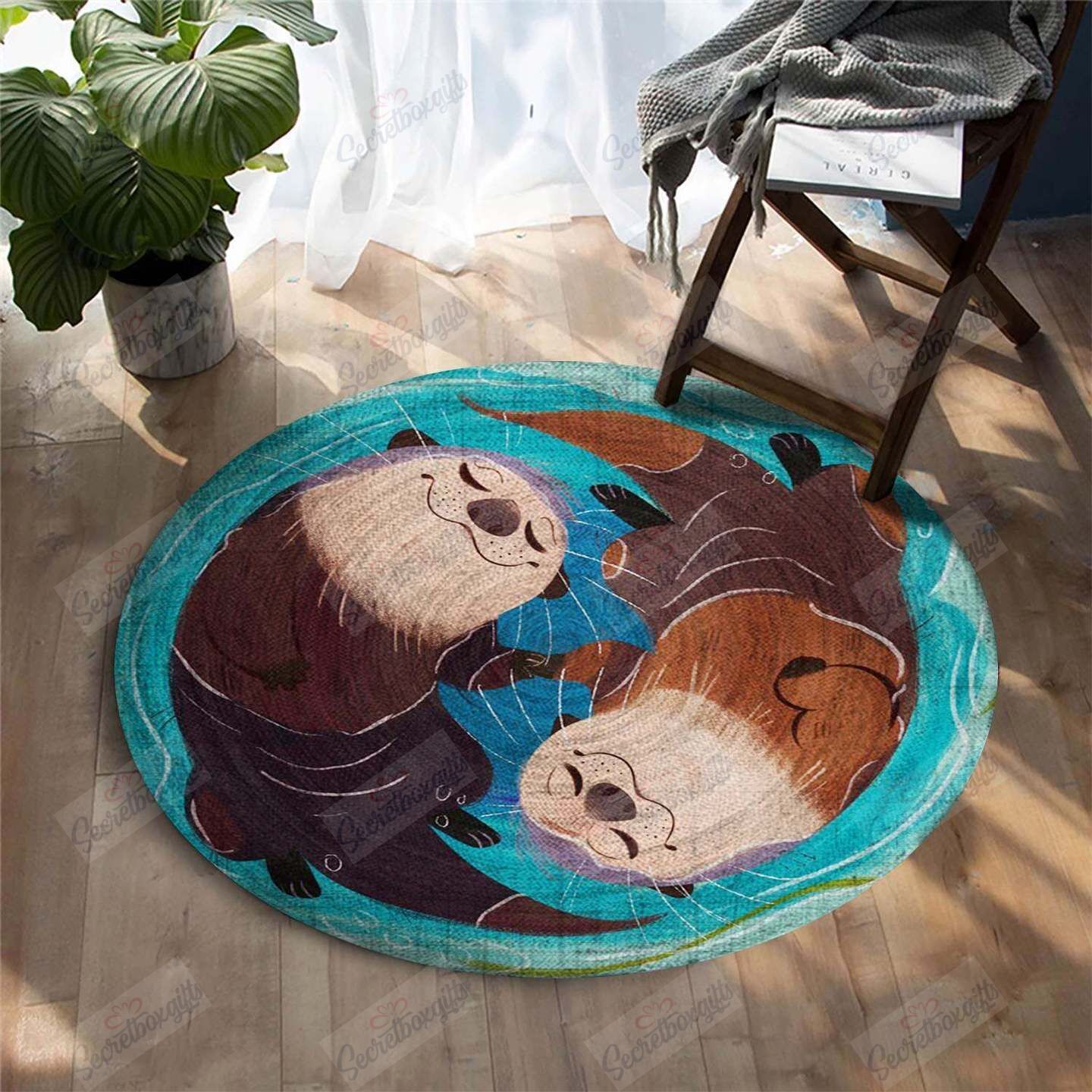Otter Couple Round Carpet