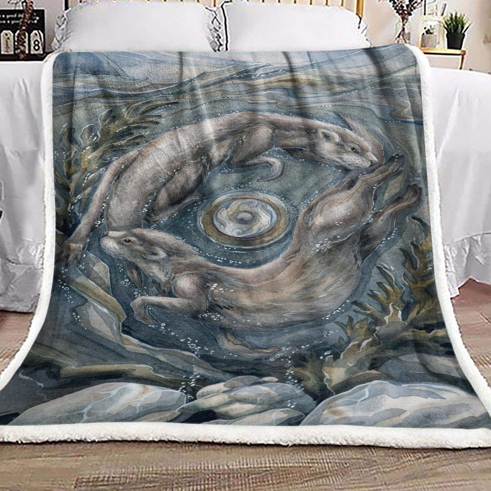 Otter Sherpa Fleece Blanket