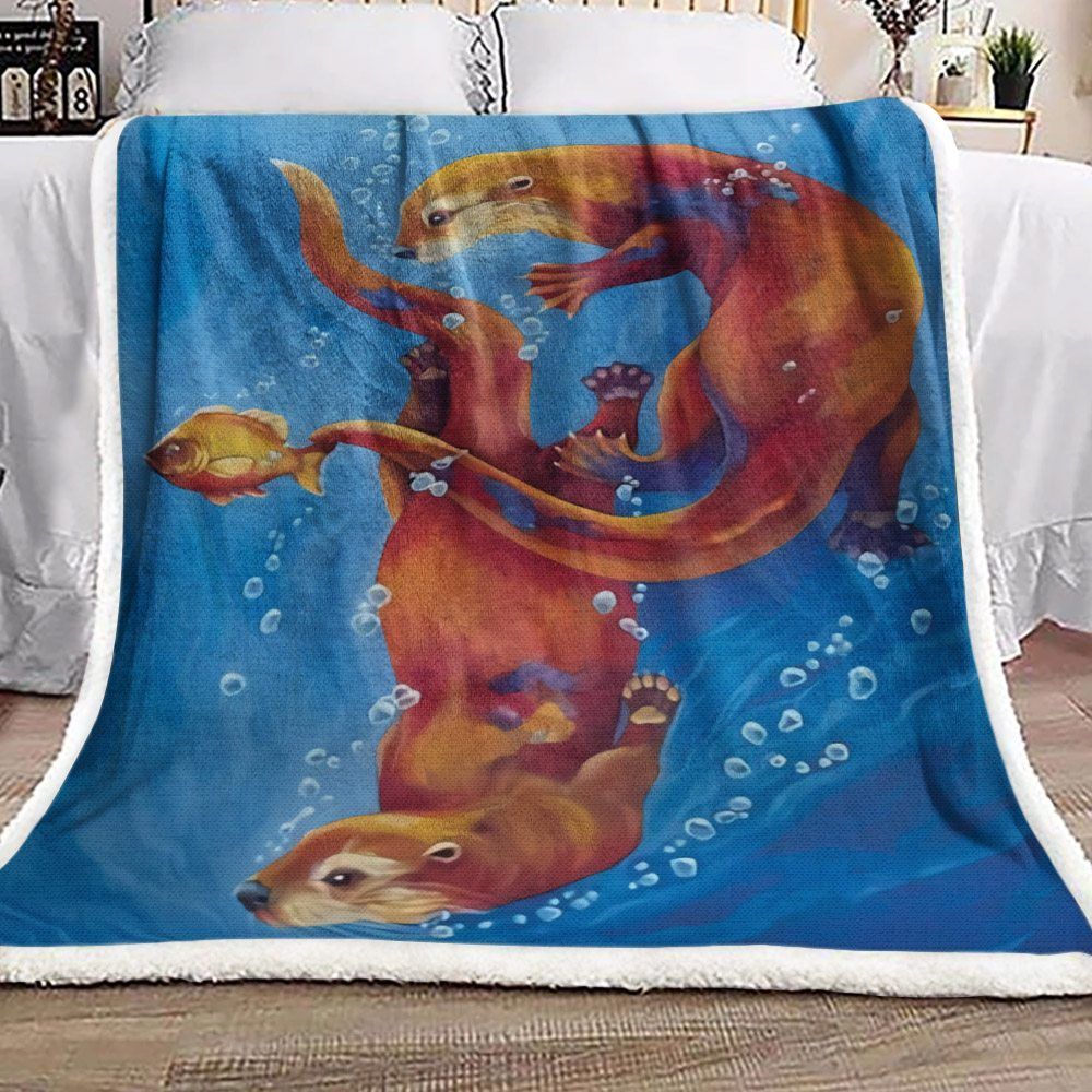 Otter Sherpa Fleece Blanket