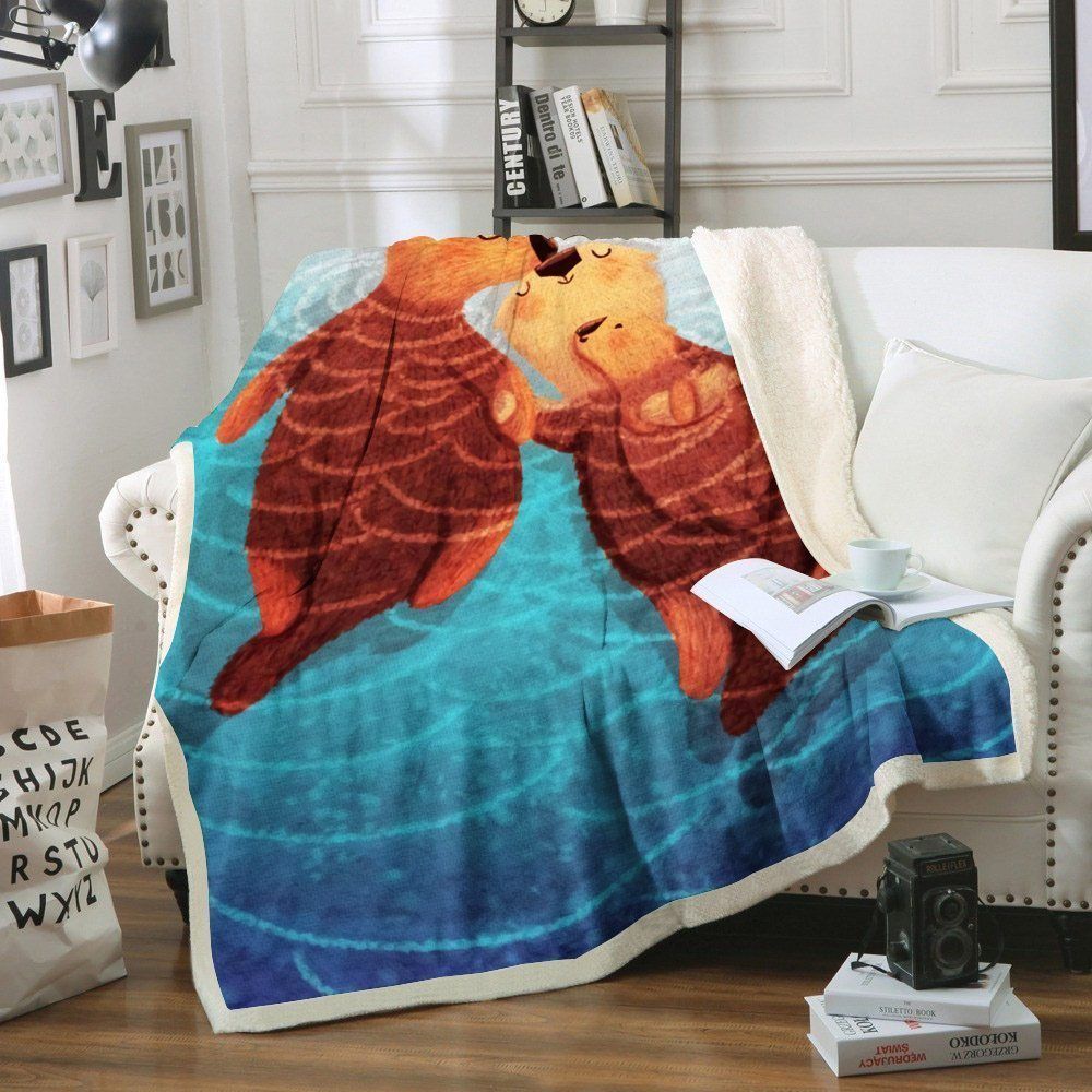Otter Sherpa Fleece Blanket