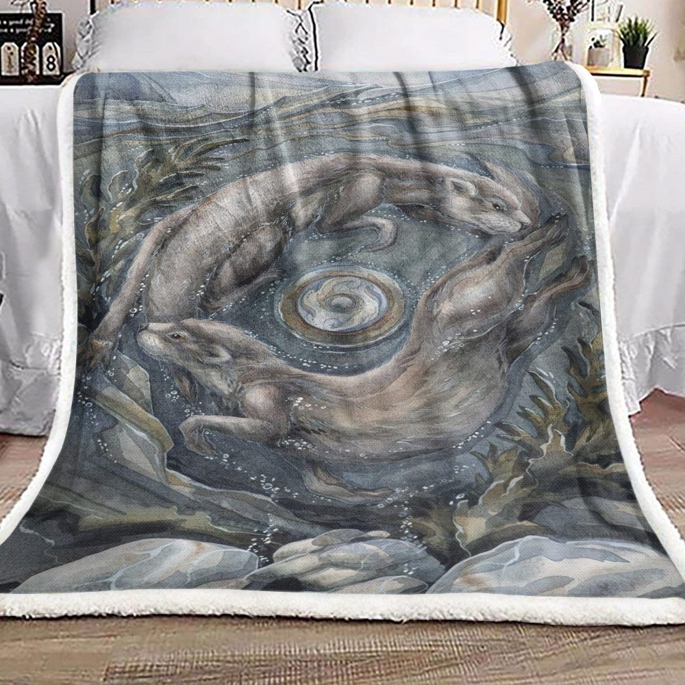 Otter Sherpa Fleece Blanket