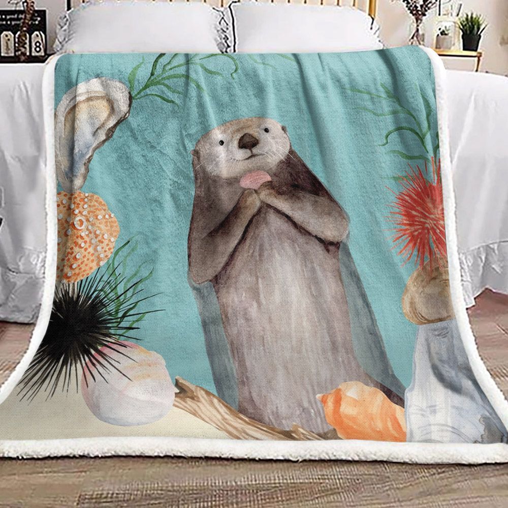Otter Sherpa Fleece Blanket