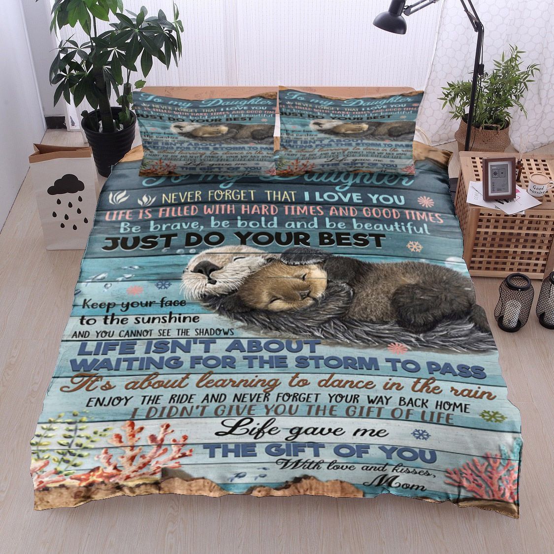 Otter Family To My Child Kisses Mom Bedding Set
