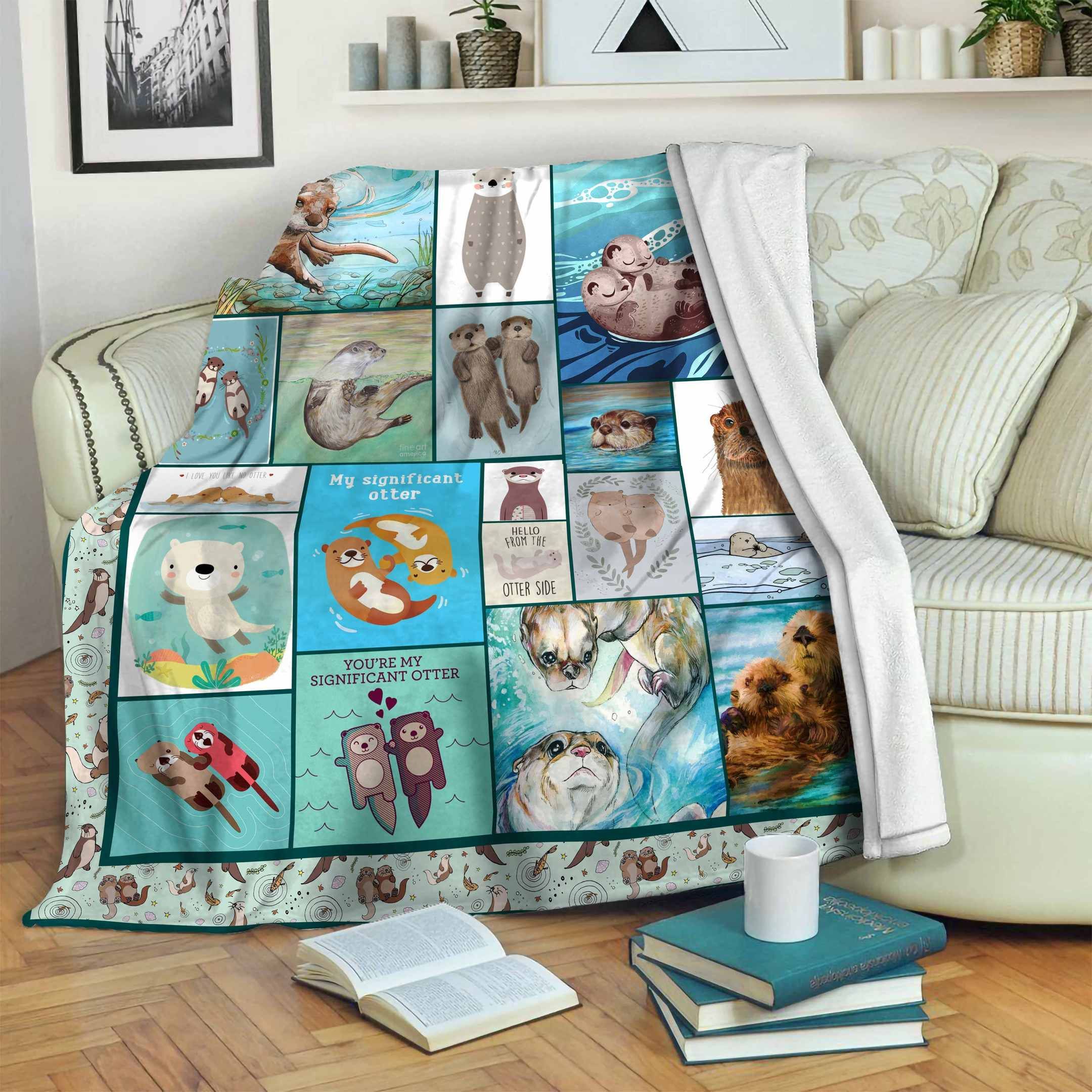 Otter Friends Sherpa Fleece Blanket