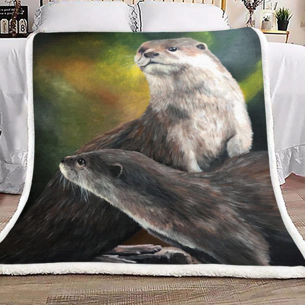 Otter Sherpa Fleece Blanket