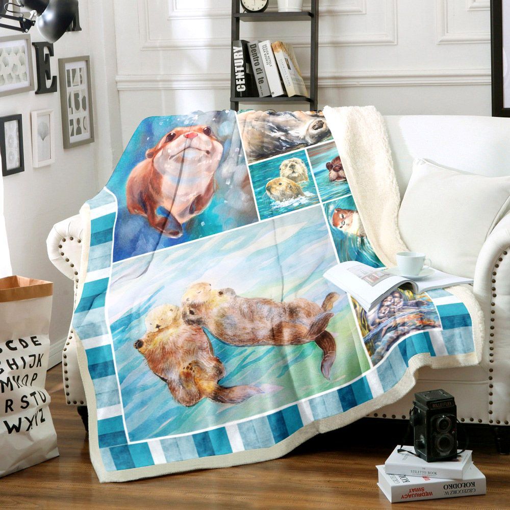 Otter Sherpa Fleece Blanket
