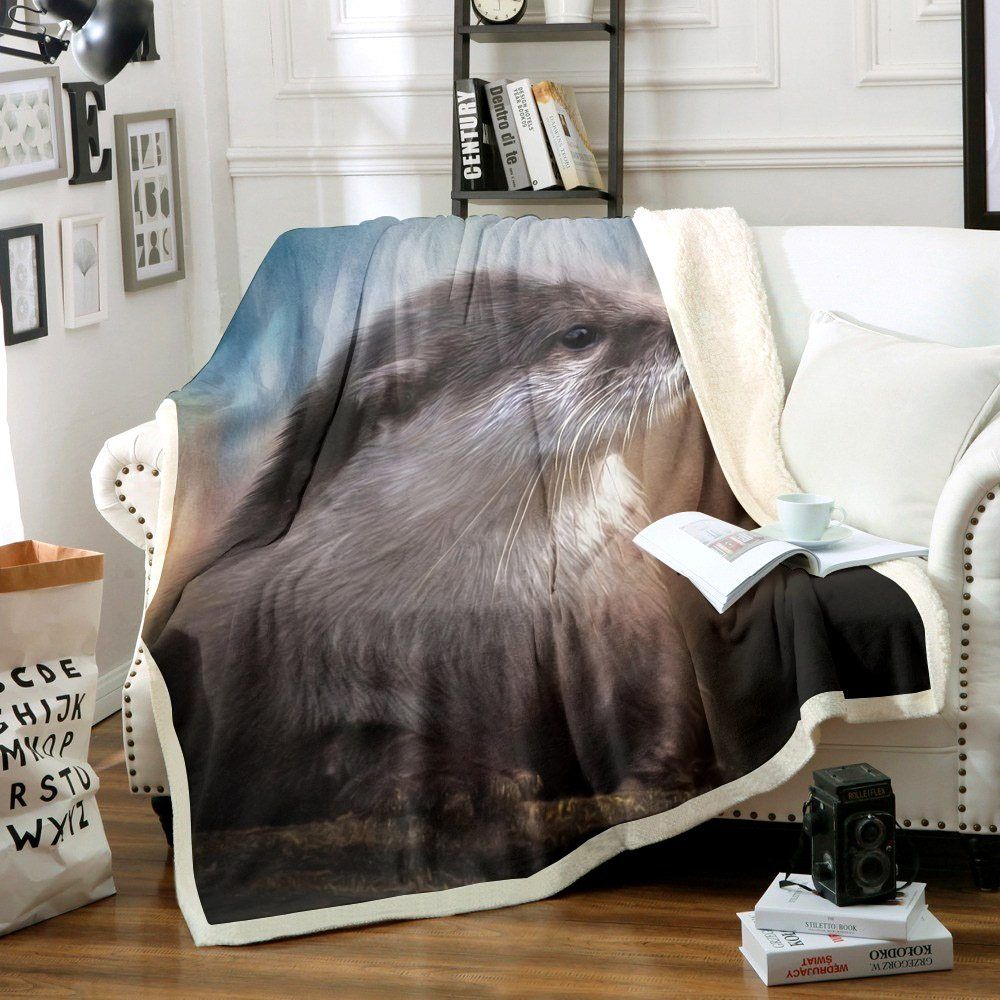 Otter Sherpa Fleece Blanket