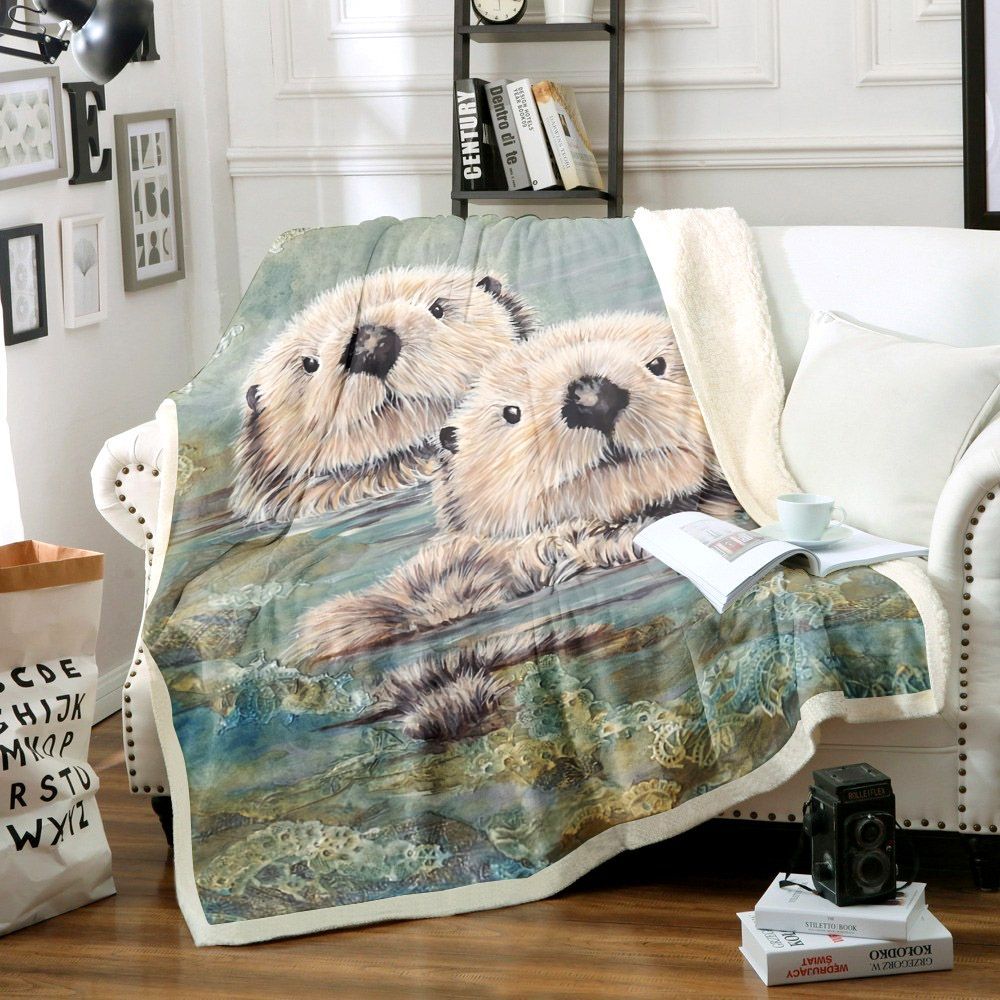 Otter Sherpa Fleece Blanket
