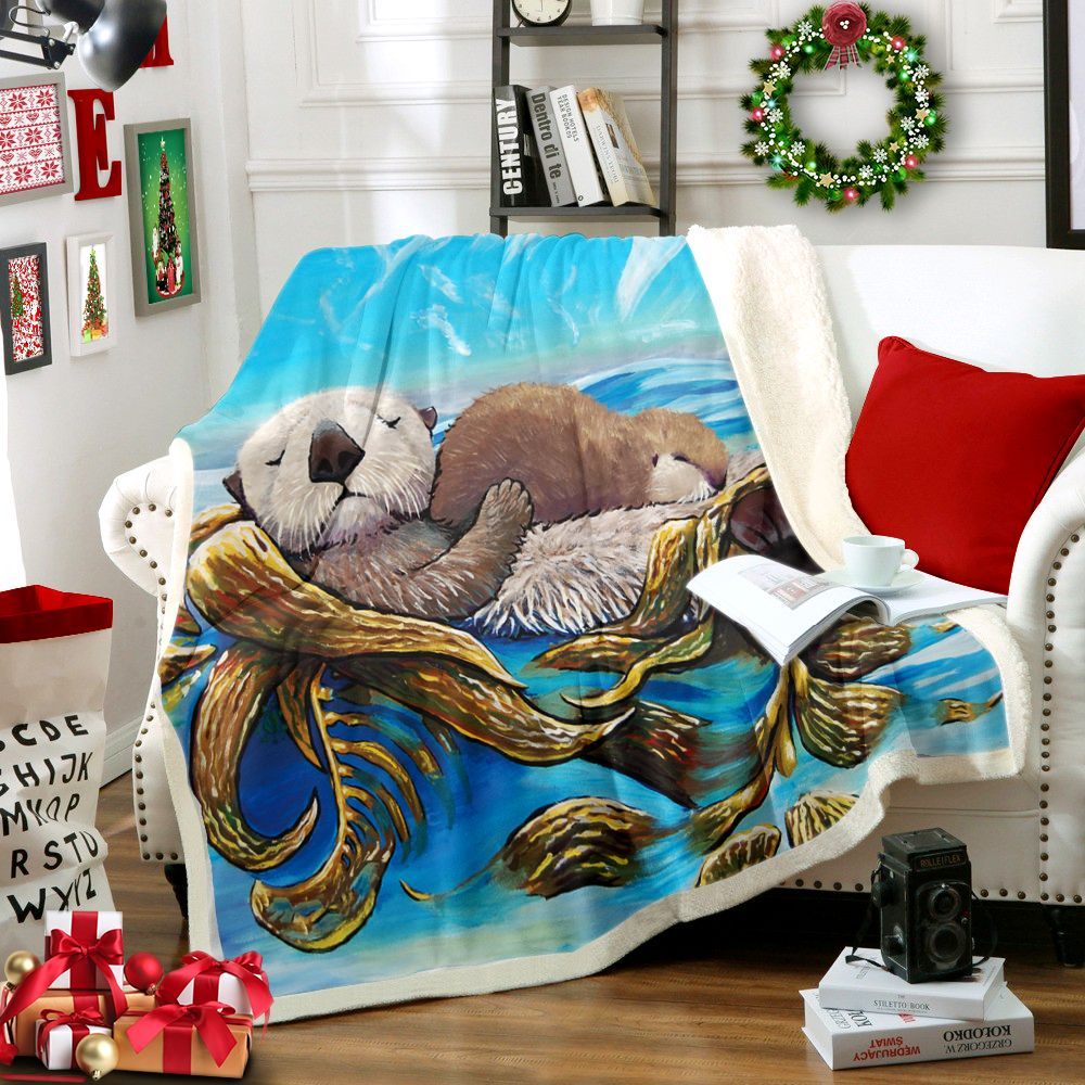 Otter Sherpa Fleece Blanket