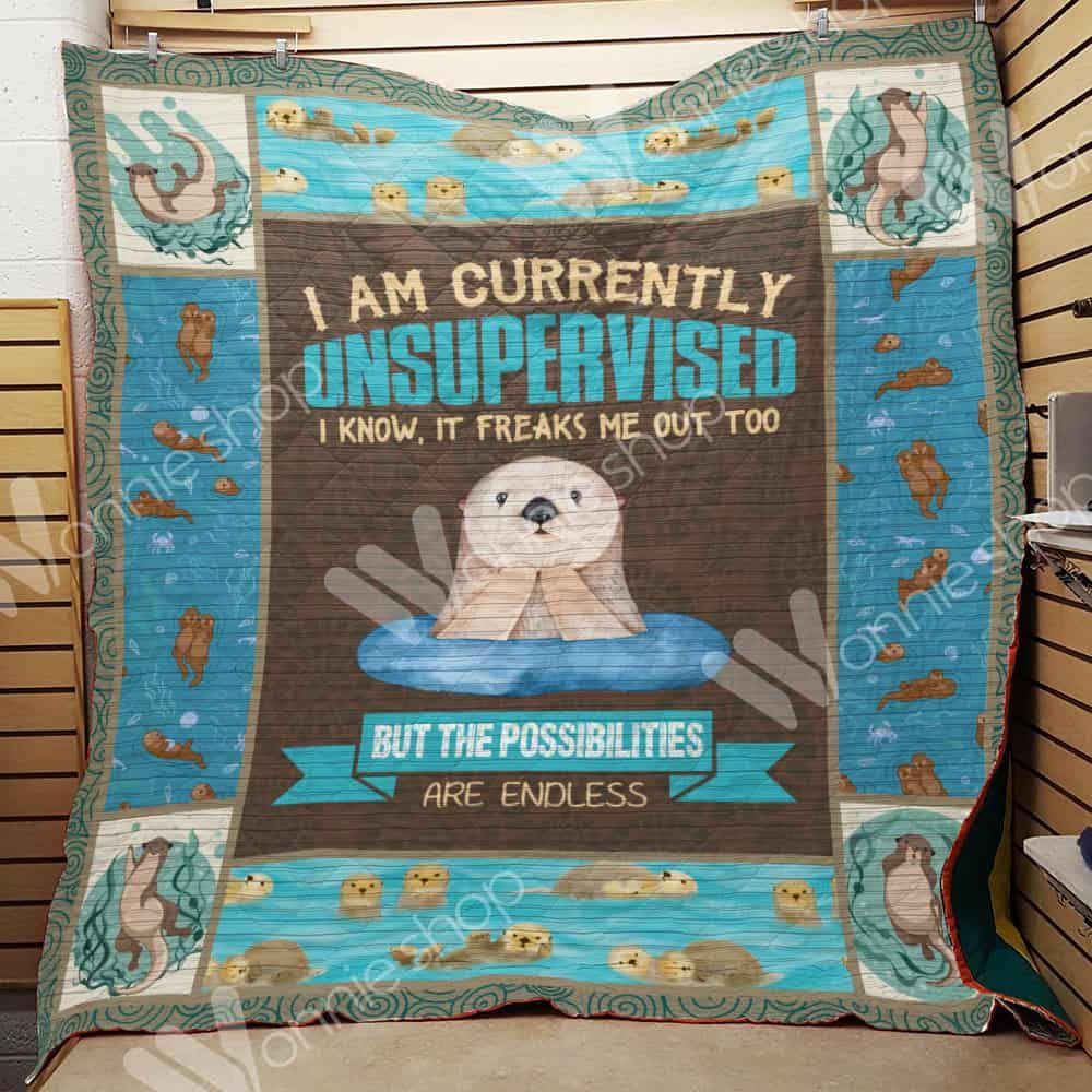 Otter Im Currently Unsupervised Quilt Blanket DHC020120607TD