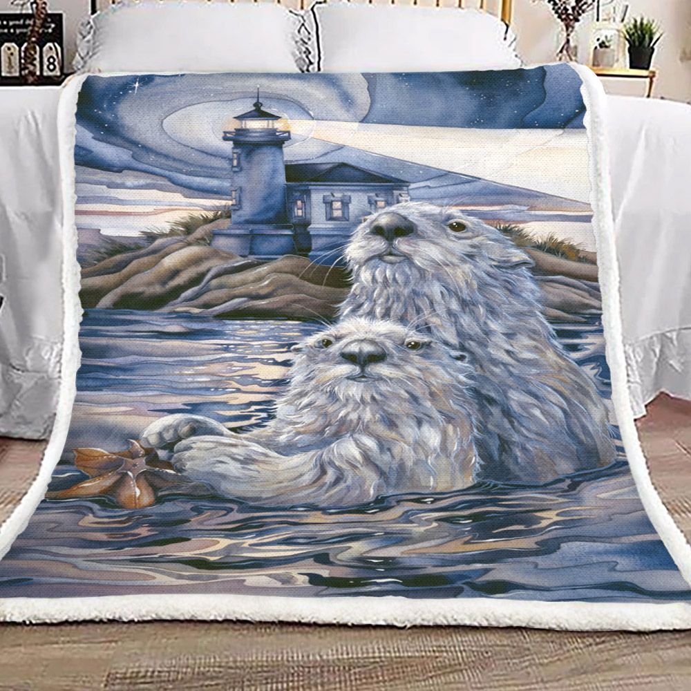 Otter Sherpa Fleece Blanket