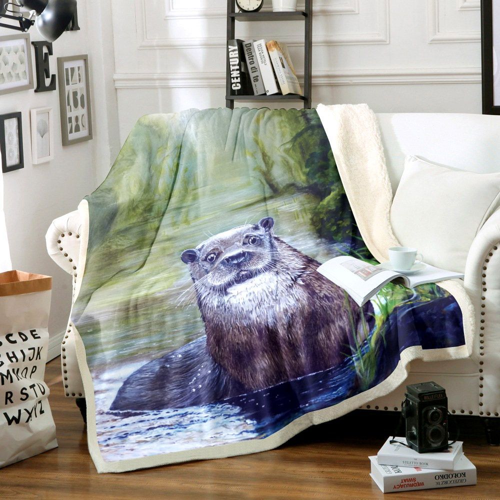 Otter Sherpa Fleece Blanket
