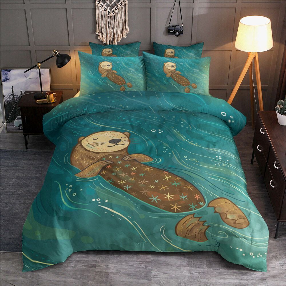 Otter Swimming Upstream Bedding Set