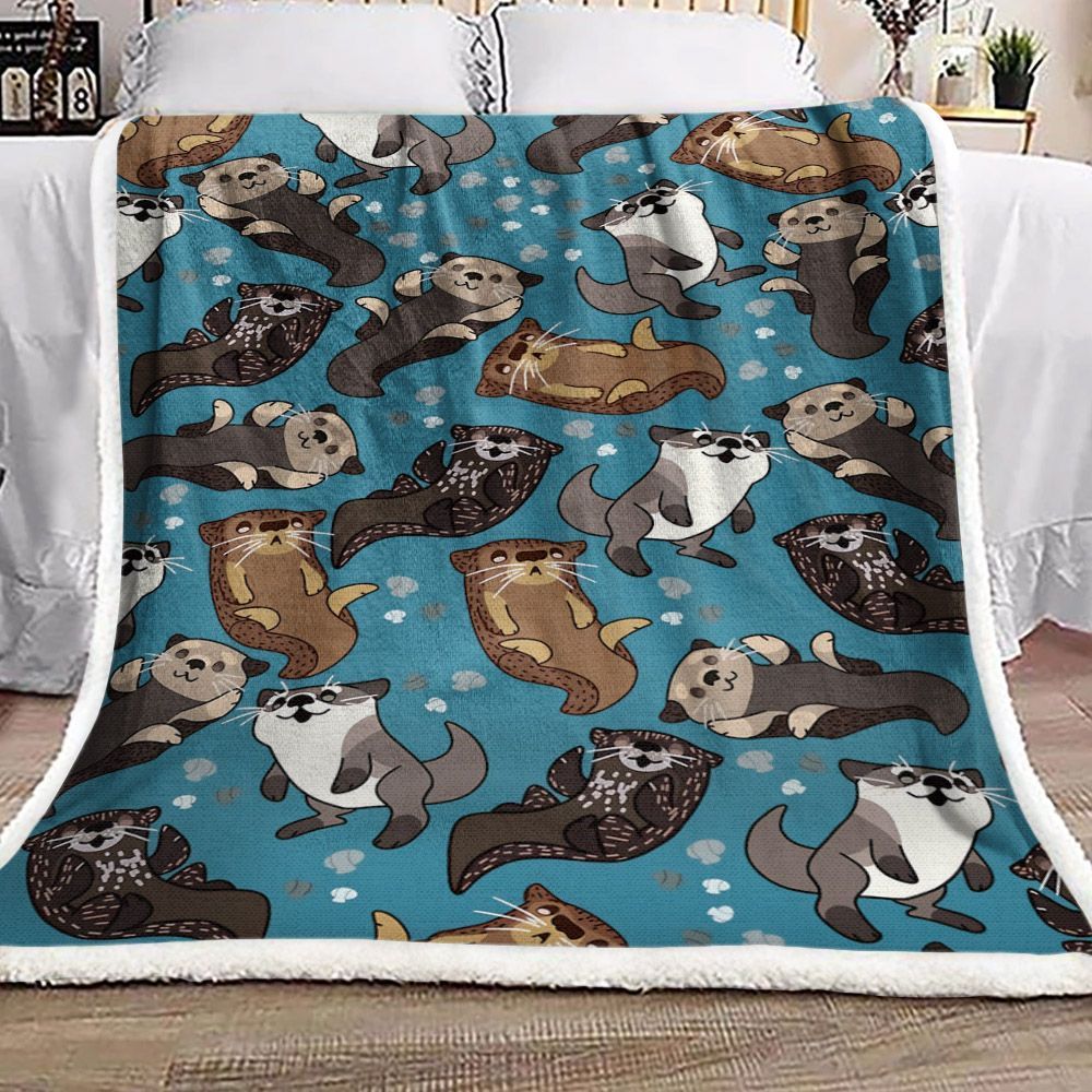 Otters Sherpa Fleece Blanket