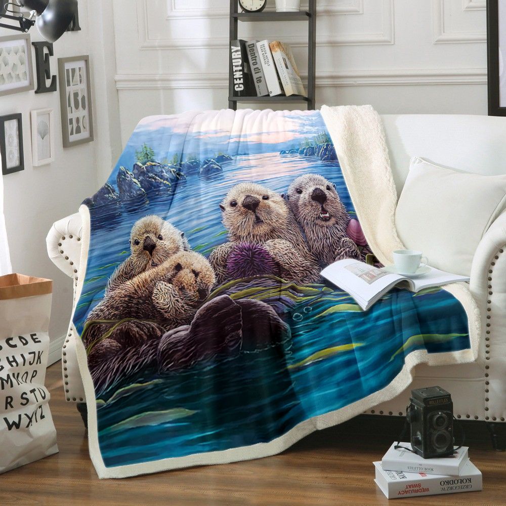 Otters Sherpa Fleece Blanket