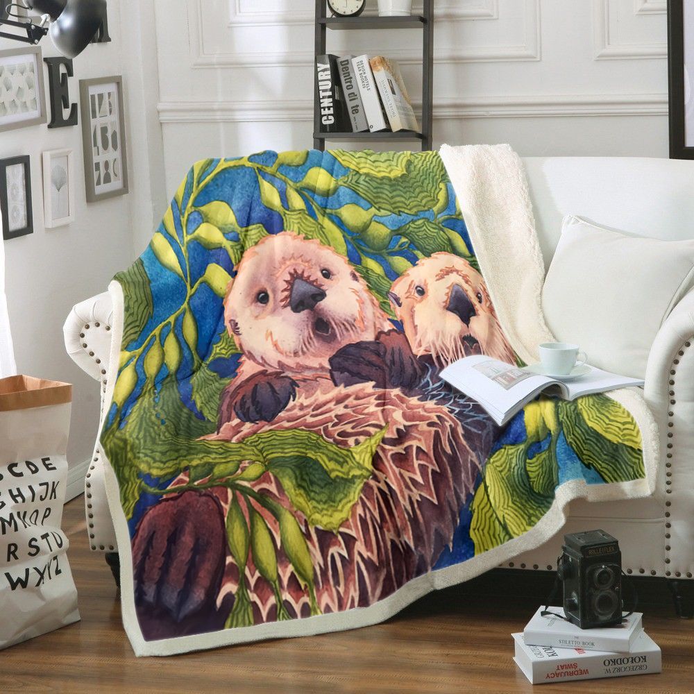 Otters Sherpa Fleece Blanket