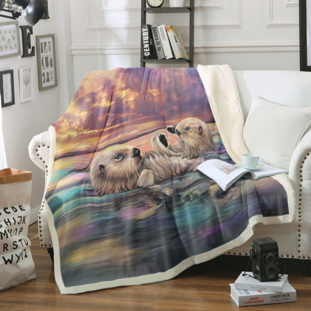 Otters Sherpa Fleece Blanket