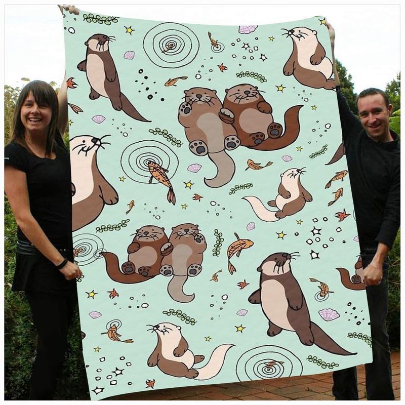 Otters Underwater Sherpa Fleece Blanket