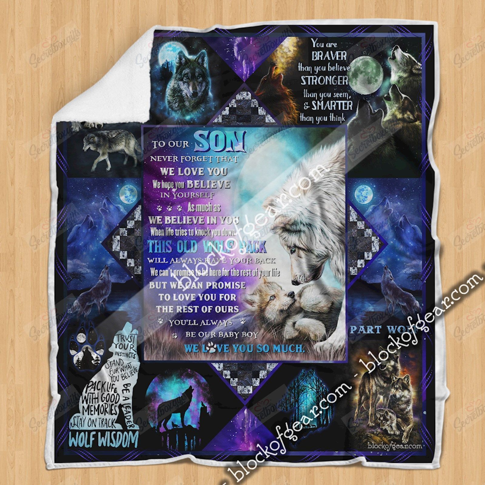 Our Son We Believe In You Wolf Pack Fleece Blanket