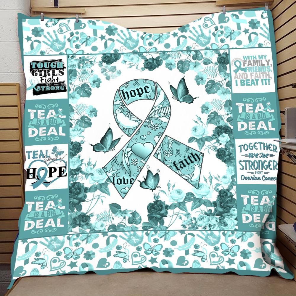 Ovarian Cancer Hope Love Faith Ribbon Quilt Blanket Dhc09121734Dd