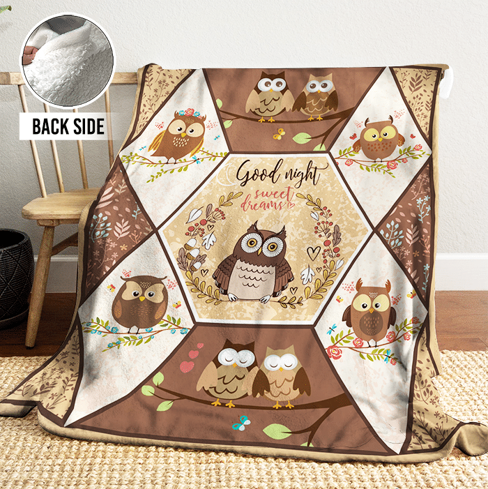 Owl Sherpa Fleece Blanket