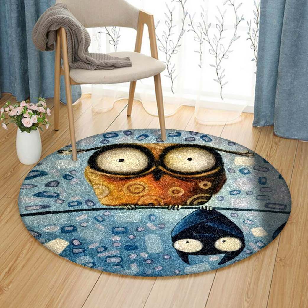Owl And Bat Round Carpet