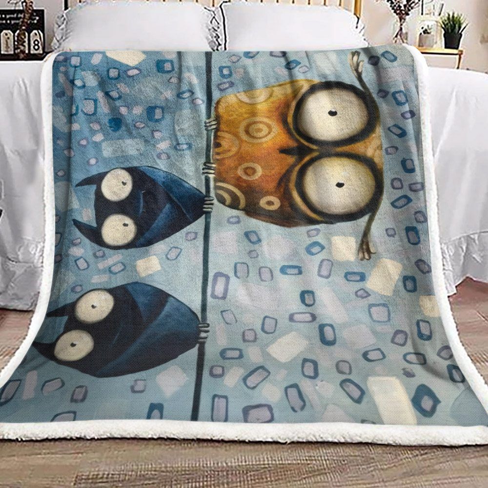 Owl And Bat Sherpa Fleece Blanket