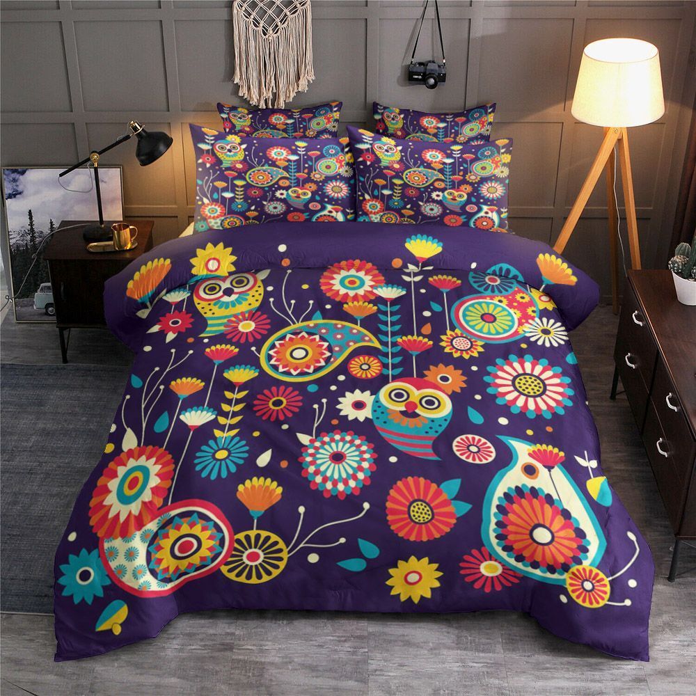 Owl And Flower Bedding Set