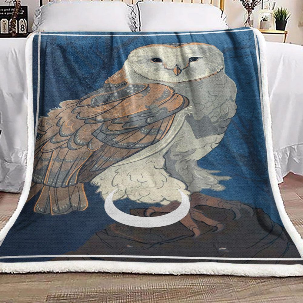 Owl And Moon Sherpa Fleece Blanket
