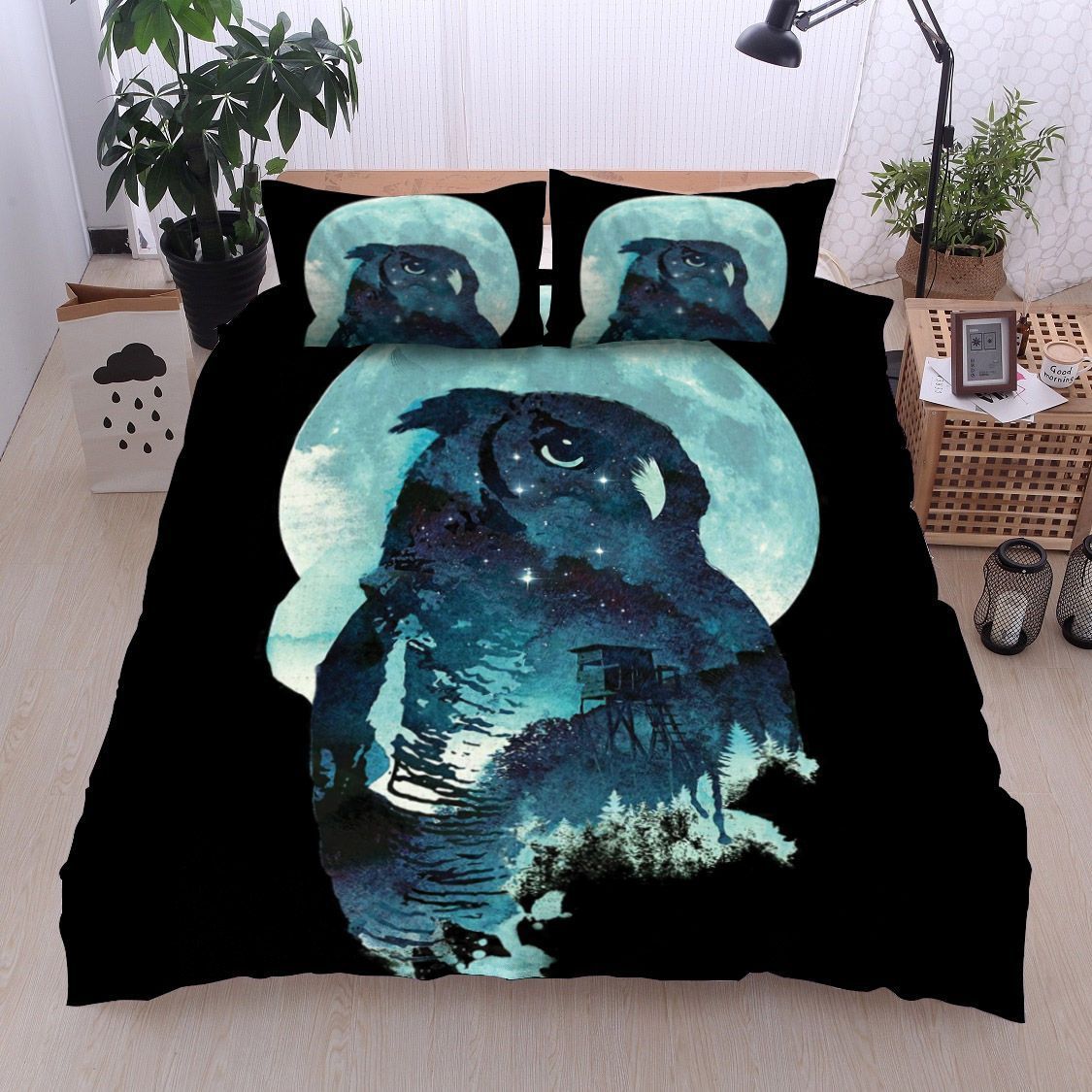 Owl And Moon  Bedding Set