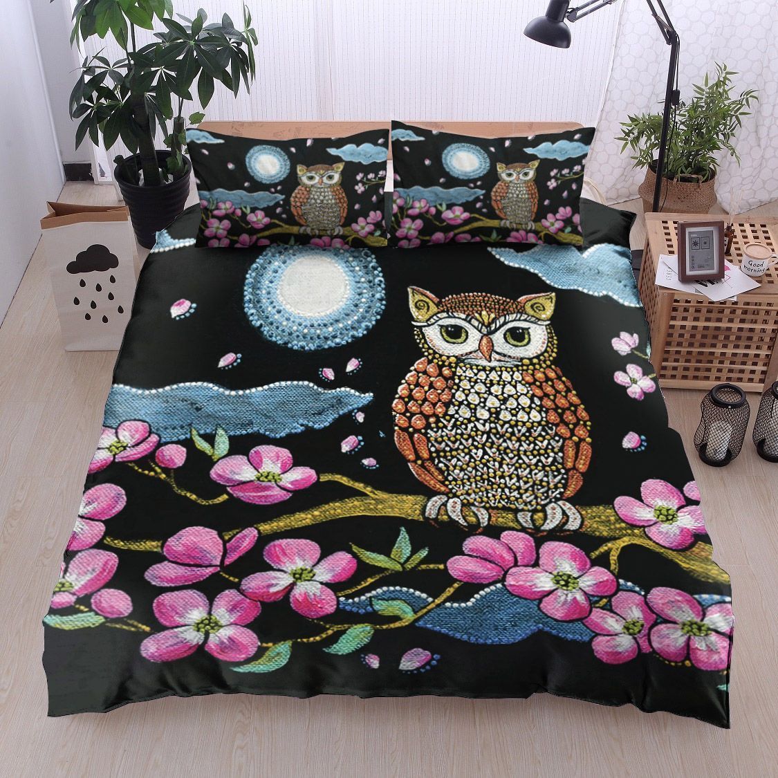 Owl And Moon  Bedding Set