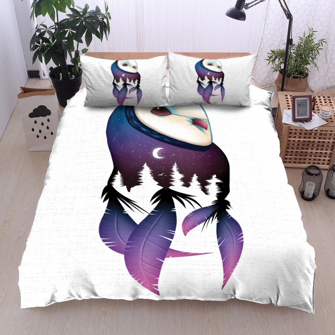 Owl And Moon Night Bedding Set