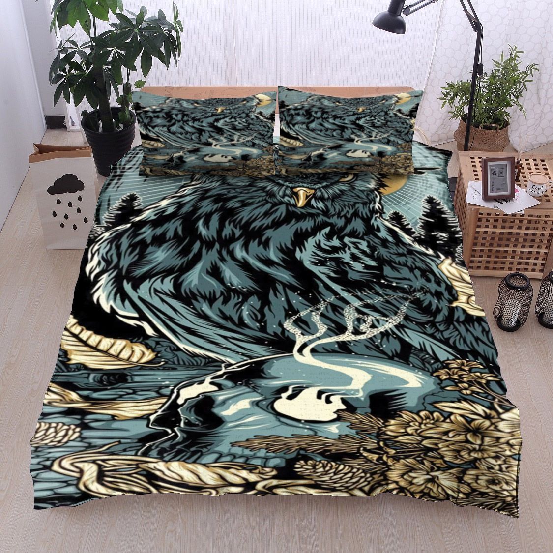 Owl And Skull Bedding Set