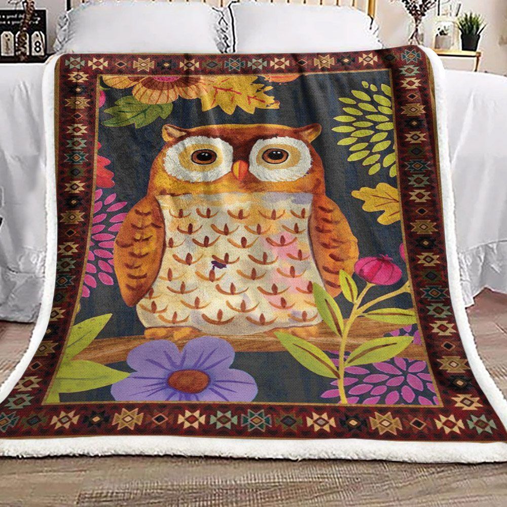Owl Sherpa Fleece Blanket