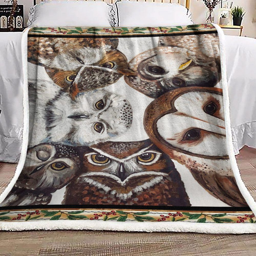 Owl Sherpa Fleece Blanket