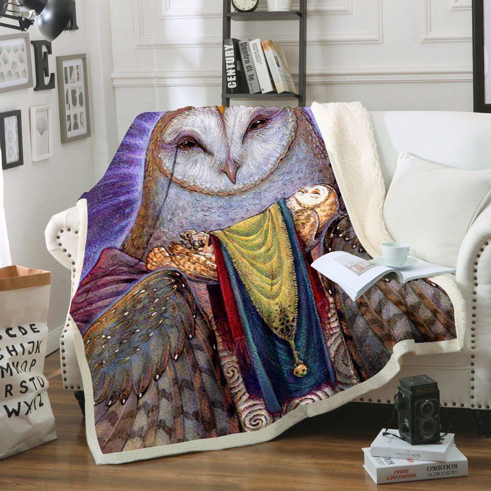 Owl Sherpa Fleece Blanket