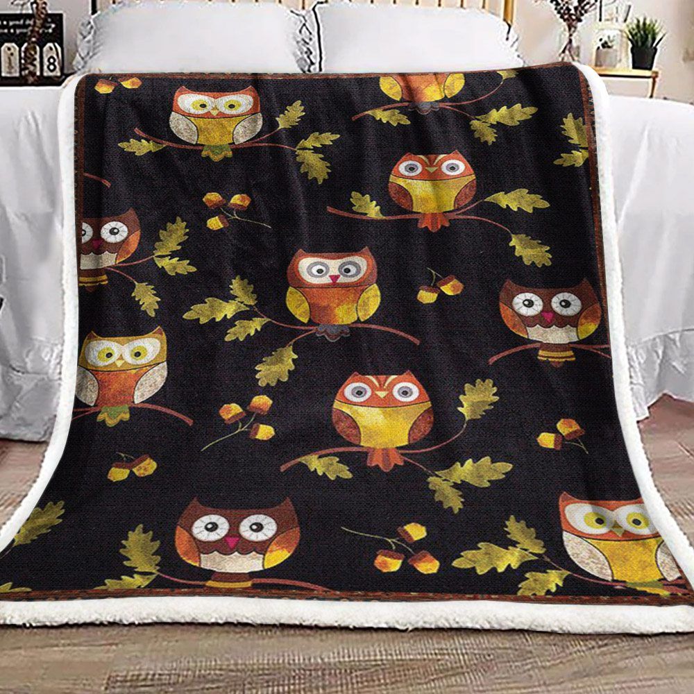 Owl Sherpa Fleece Blanket