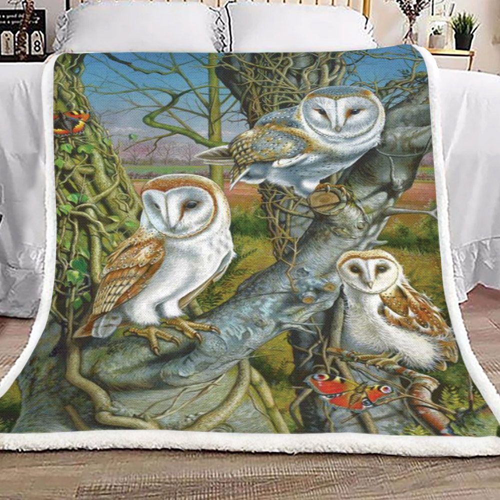 Owl Sherpa Fleece Blanket