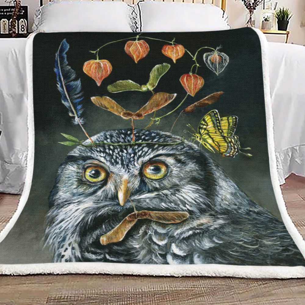 Owl Sherpa Fleece Blanket