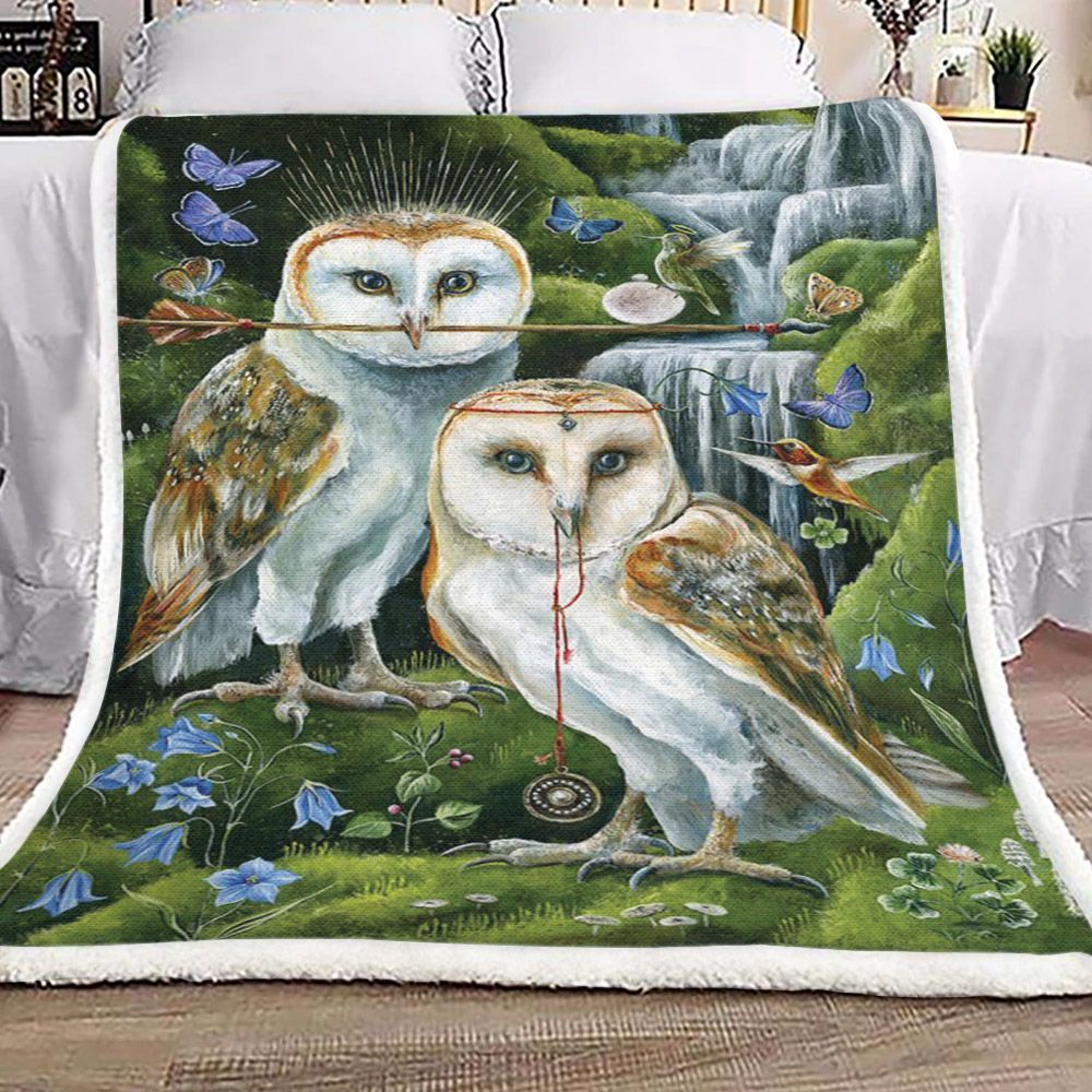 Owl Sherpa Fleece Blanket